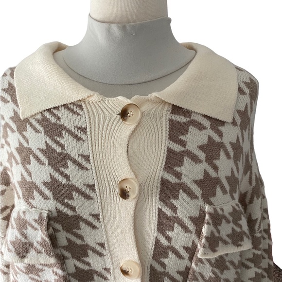 Debut houndstooth shacket/jacket. Small. Oversized. Soft. Button-up. (NWT) - Picture 3 of 16